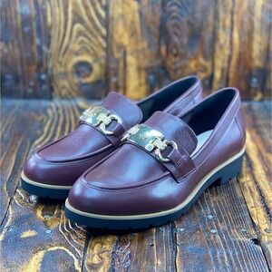 kate Spade Kolby‎ Women Leather Horsebit Loafer Shoes Wine/Burgundy Size 9.5 NEW